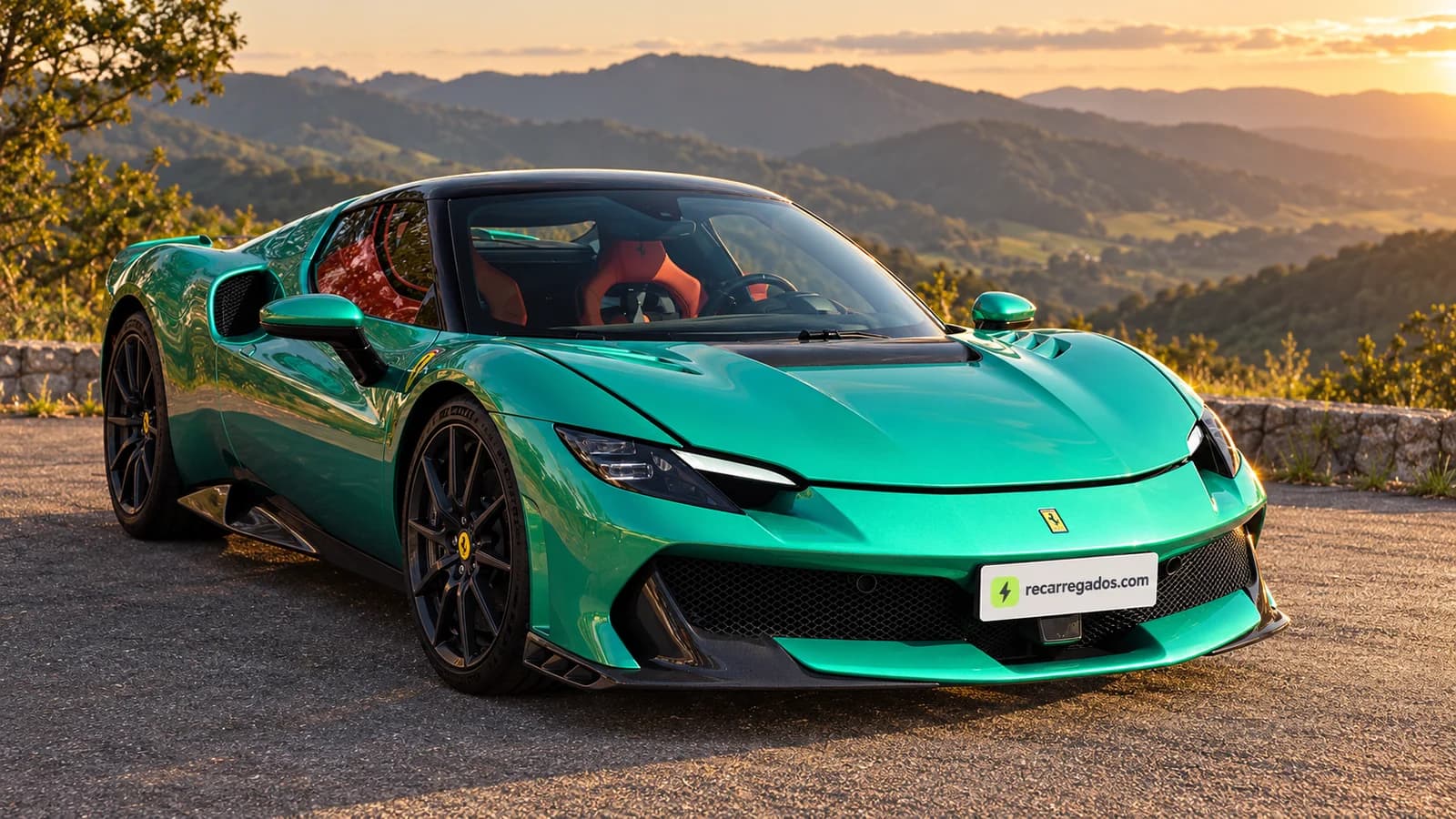 Ferrari 296 Speciale em mirante da Serra da Mantiqueira, imagem gerada com IA a partir de foto real