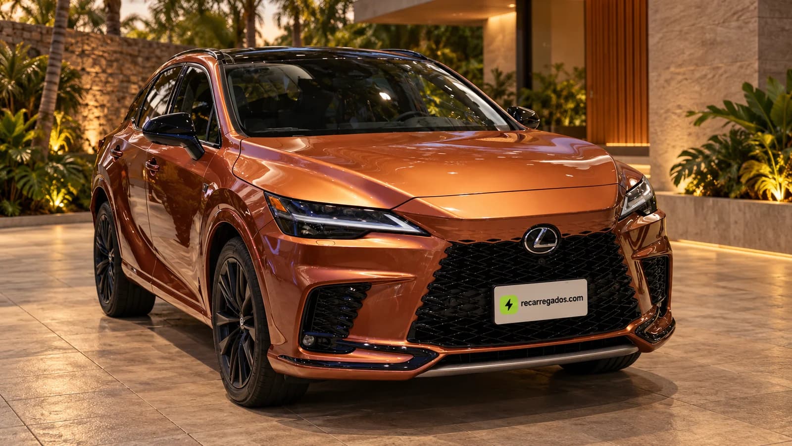Lexus RX 500h F Sport Performance em residência contemporânea de São Paulo, imagem gerada com IA a partir de foto real