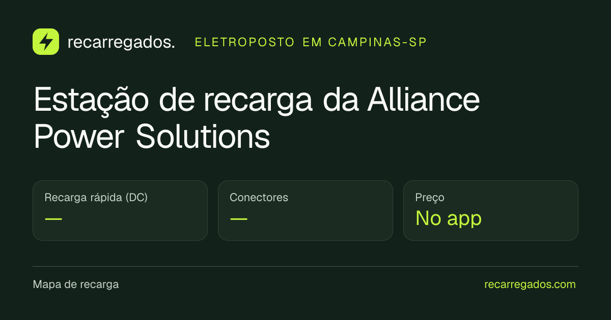 Estação de recarga da Alliance Power Solutions — eletroposto em ...